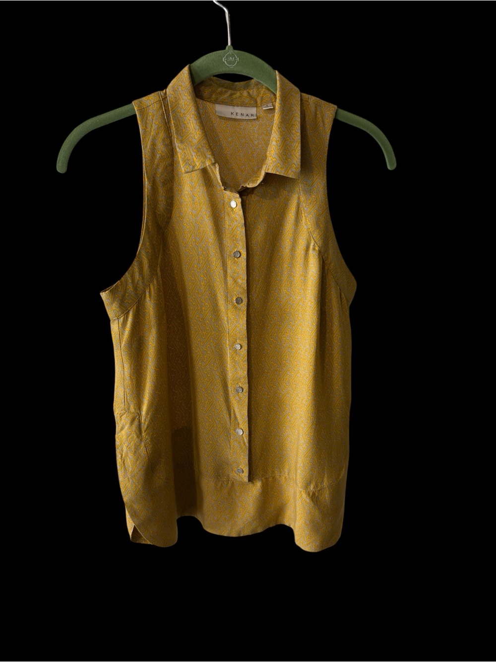 Kenar Sleeveless Button-Front Shell in Mustard